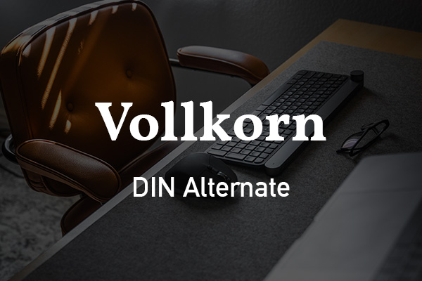 Schriftpaare für Website und Social Media: Vollkorn und DIN Alternate.